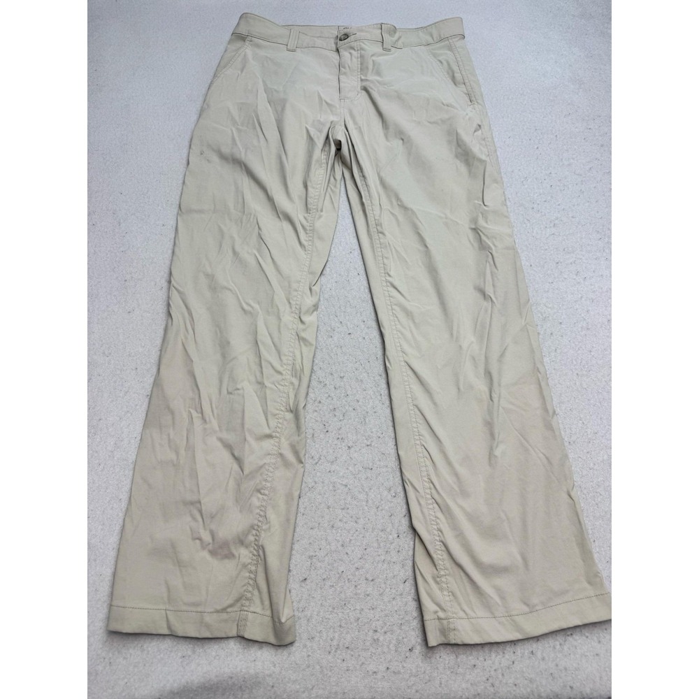 Eddie Bauer Travex Pants Mens 34x30 Beige Nylon Stretch Hiking Travel Chino